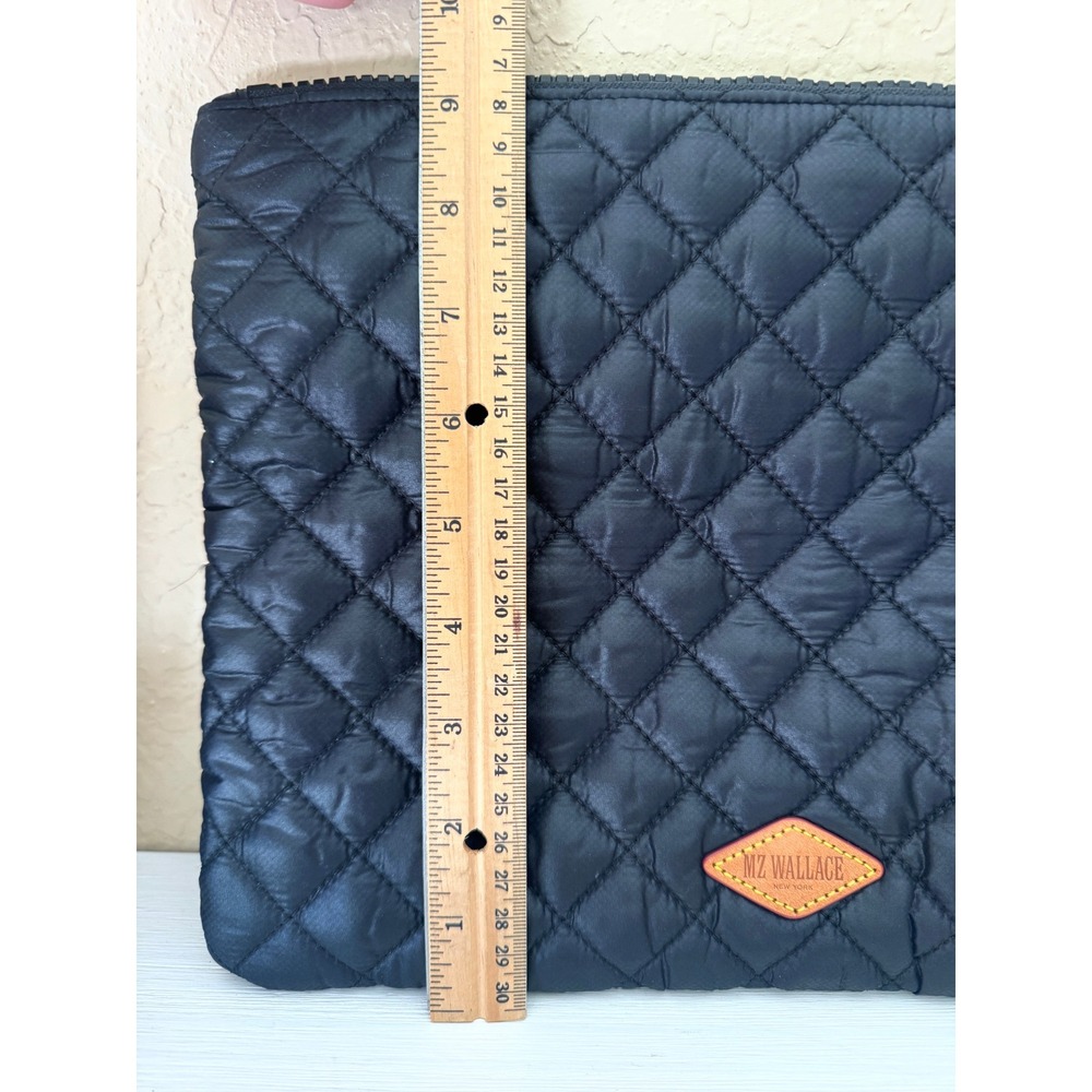 MZ Wallace Quilted Black Nylon Wristlet Clutch with Leather Patch - Picture 4 of 12